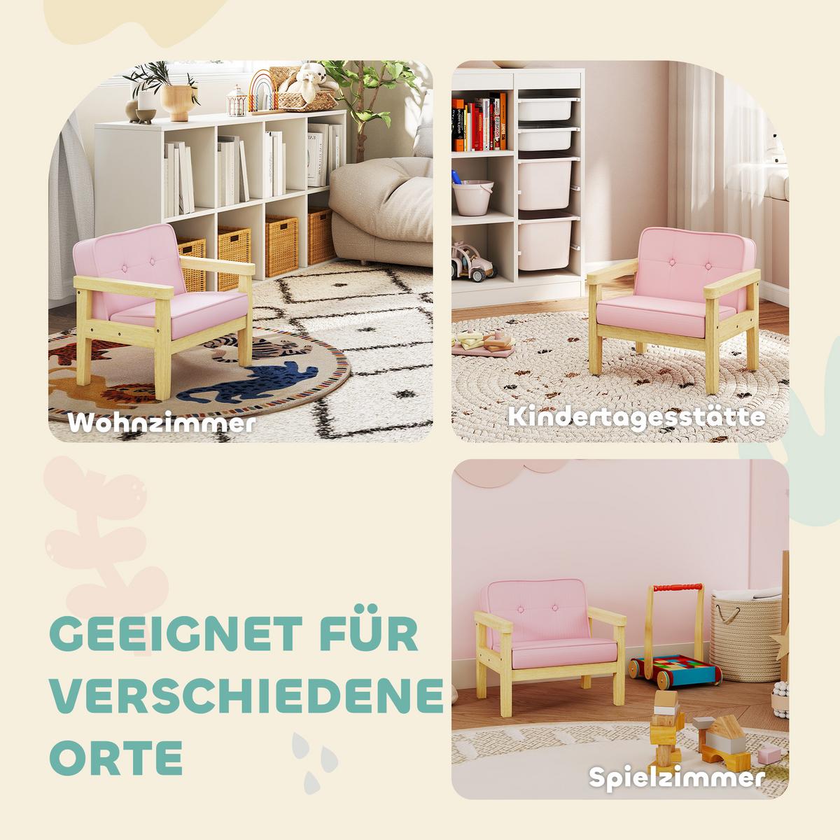 KINDERSESSEL Holzwerkstoff Cord Rosa - Rosa/Naturfarben, Holz/Holzwerkstoff (44/45/46.5cm) - AIYAPLAY