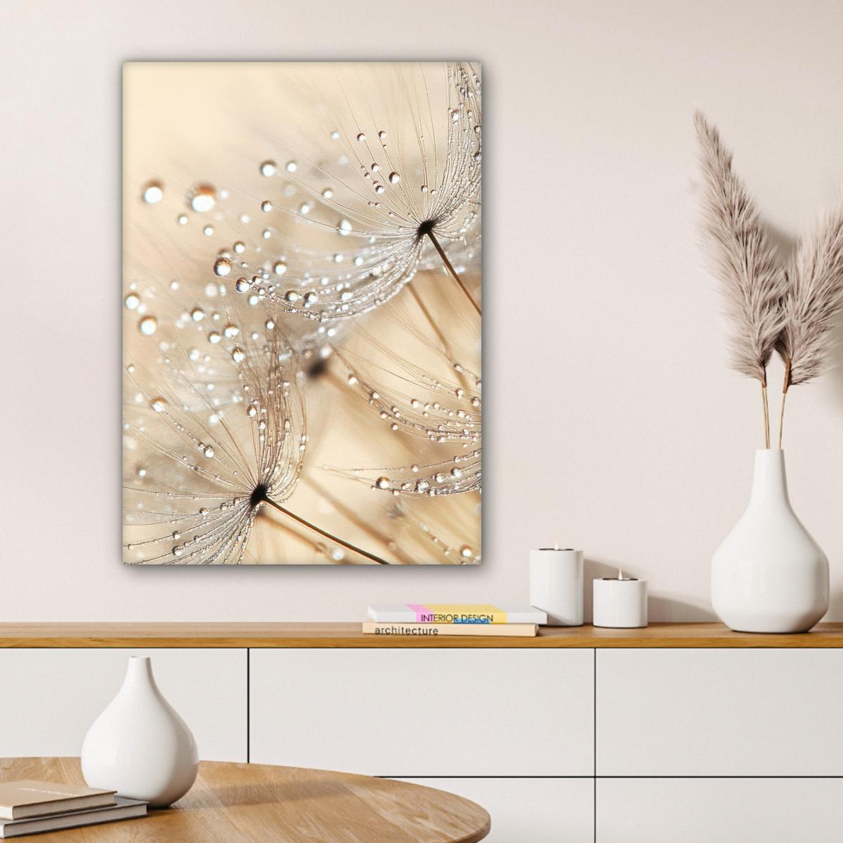 LEINWANDBILD Löwenzahn - Abstrakt - Natur - Beige Wandbild Wohnzimmer 60x80 cm - Braun, Textil (60/80cm) - MuchoWow