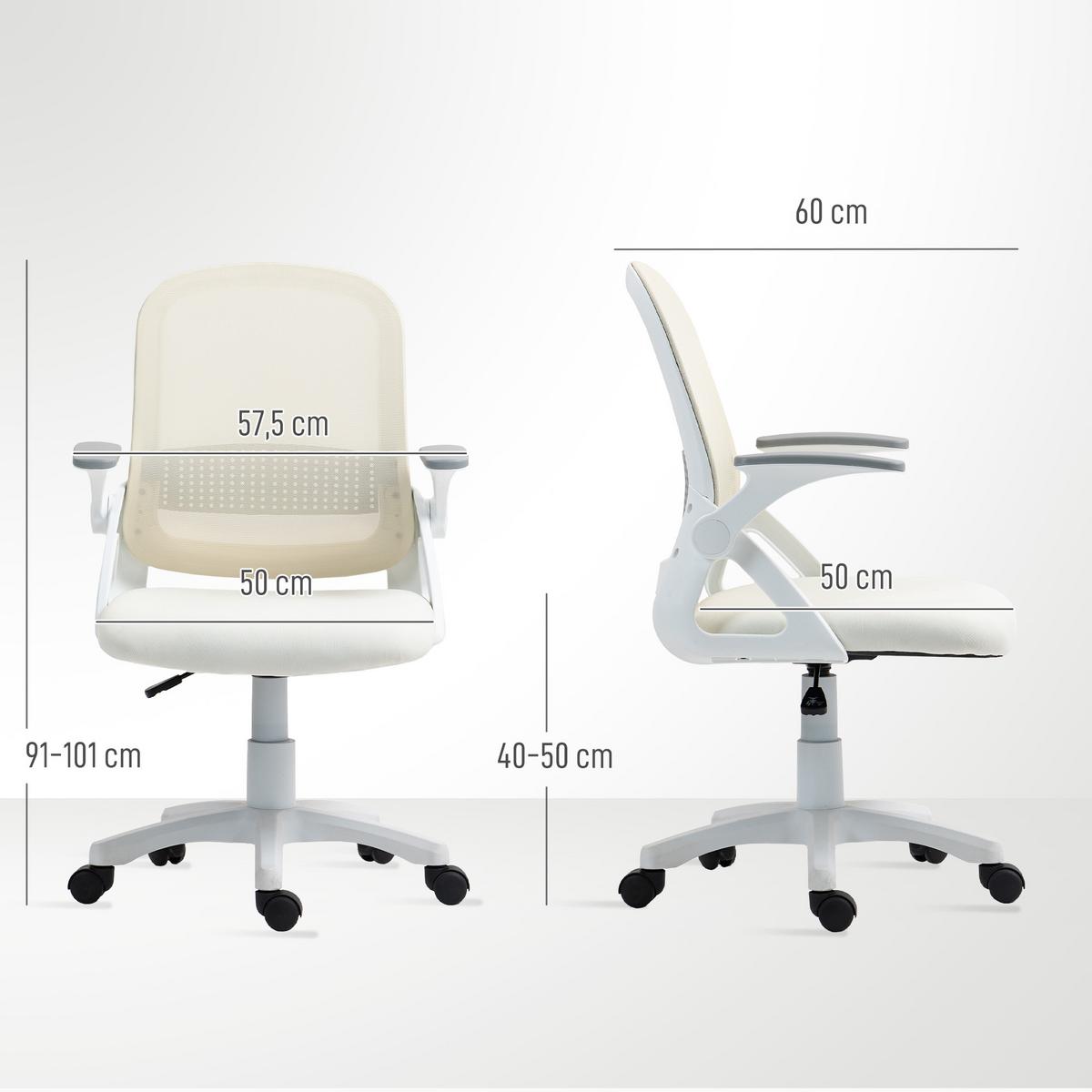 BÜROSTUHL höhenverstellbar aus Mesh Weiß - Weiß, Kunststoff/Textil (57.5/101/60cm) - HOMCOM