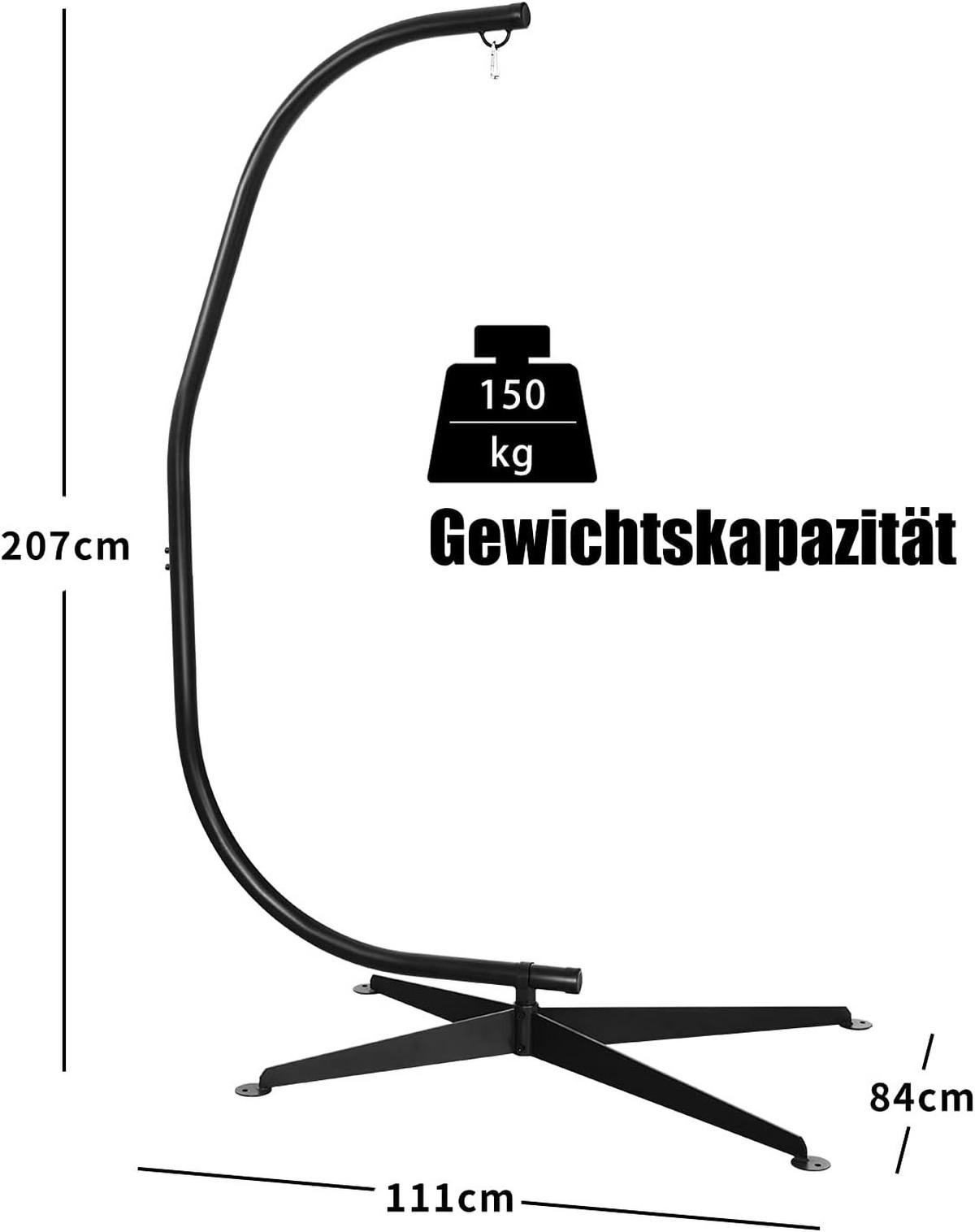 HÄNGEMATTENGESTELL Schwarz - Schwarz, Metall (84/111/207cm) - COSTWAY