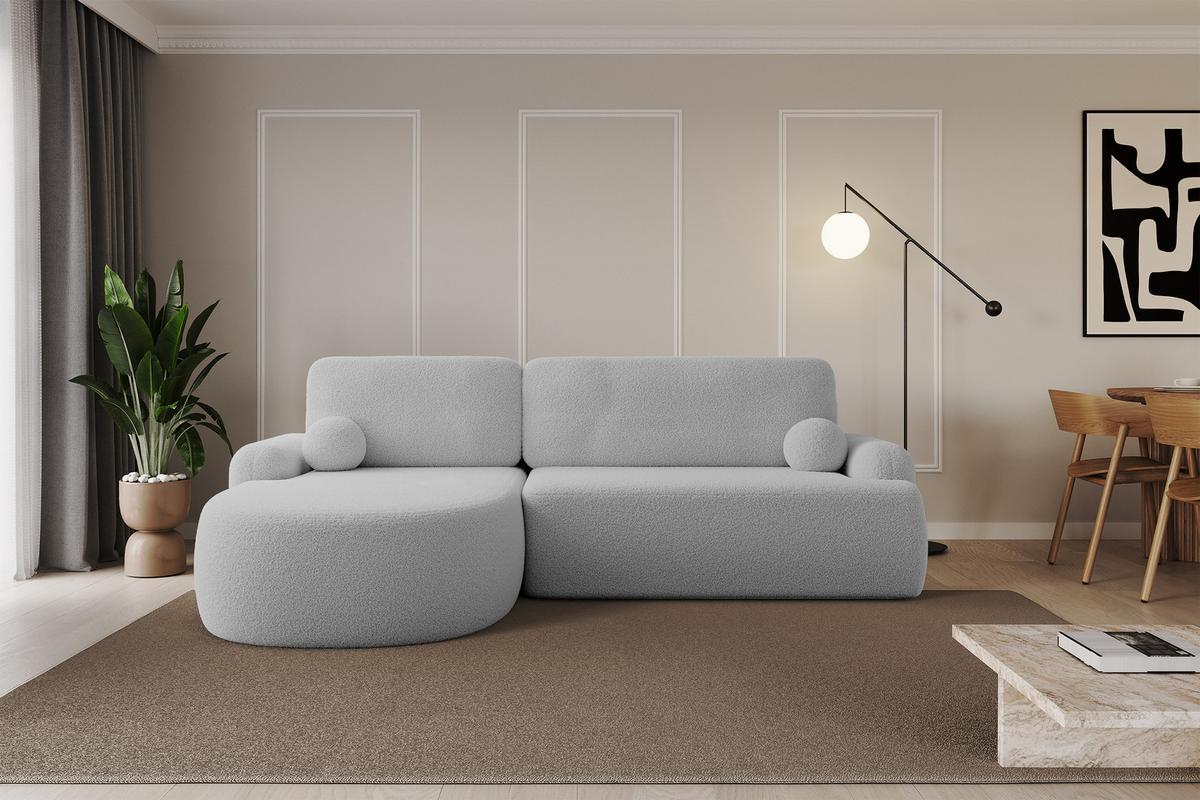 ECKSOFA mit Schlaffunktion und Bettkasten LIRA-L - 264x172x89 Hellgrau - Hellgrau, Holzwerkstoff/Textil (264/172cm) - ALTDECOR