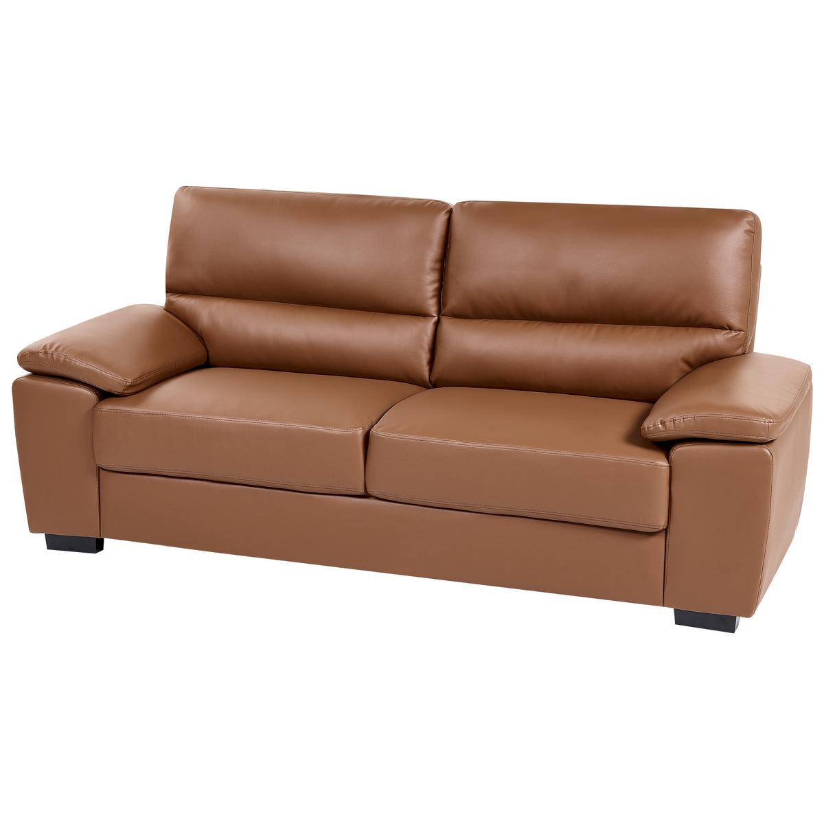 3-SITZER-SOFA Kunstleder goldbraun Vogar - Braun, Kunststoff (195/90/74cm) - Beliani