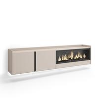 LOWBOARD, Beige, 212/35/50cm, Kamin mit Feuereffekt XXL - Beige, Holzwerkstoff (212/50/35cm) - Skraut Home