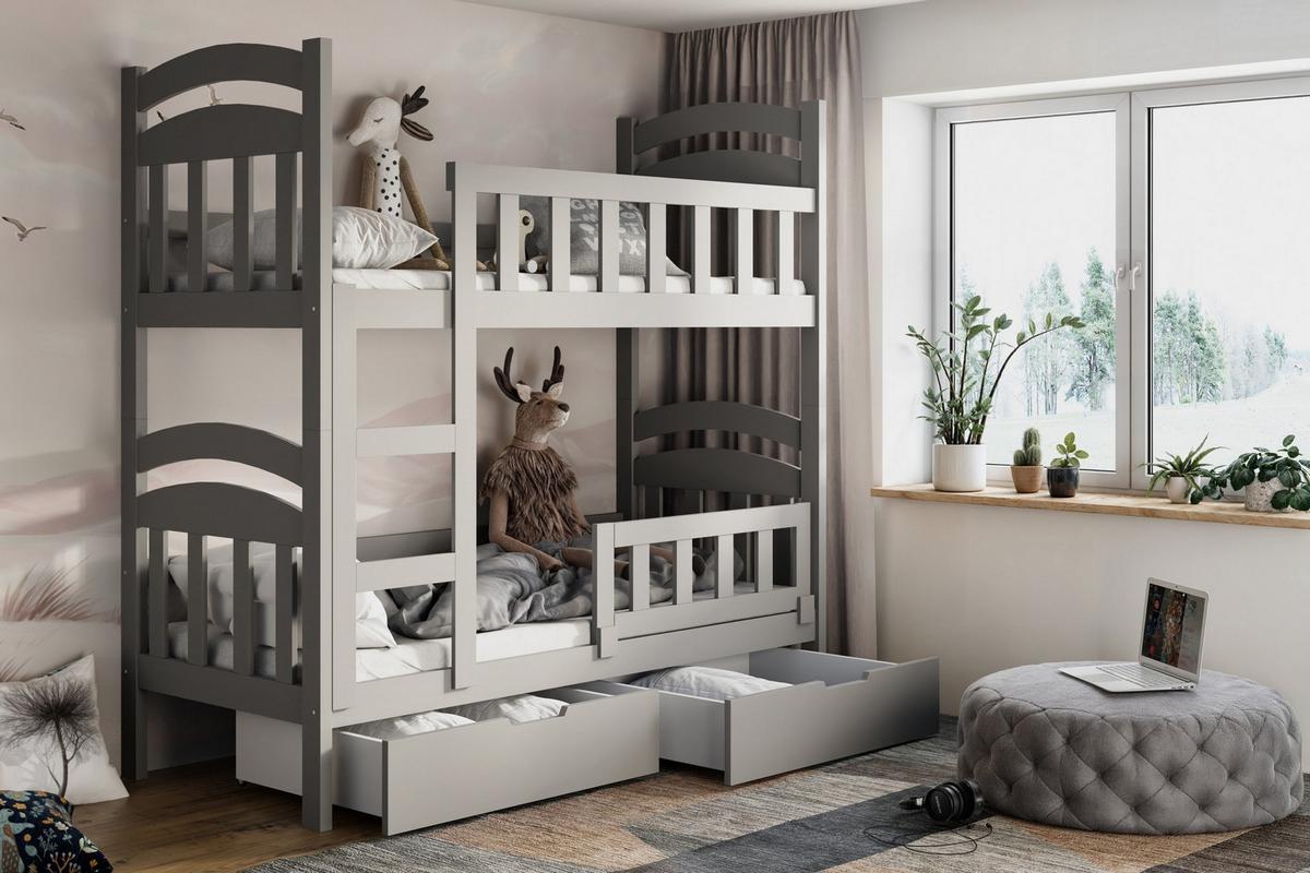 ETAGENBETT DUMBO mit Bettkasten 75x180 cm Grau - Grau, Holz (75/180cm) - MASSENO