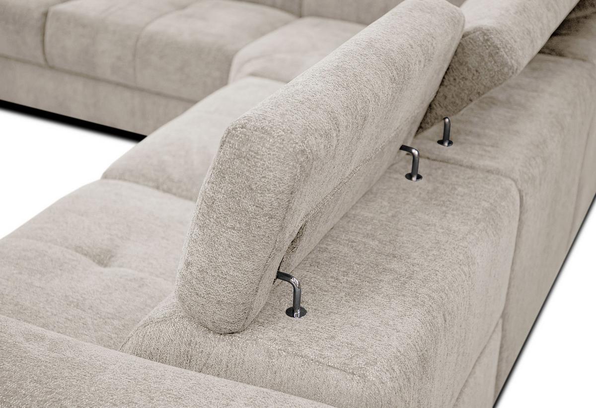 ECKSOFA CALVERA 5-Sitzer mit 1 Relaxfunktion, ecru - Ecru, Holzwerkstoff/Textil (239/298cm) - Wozimo