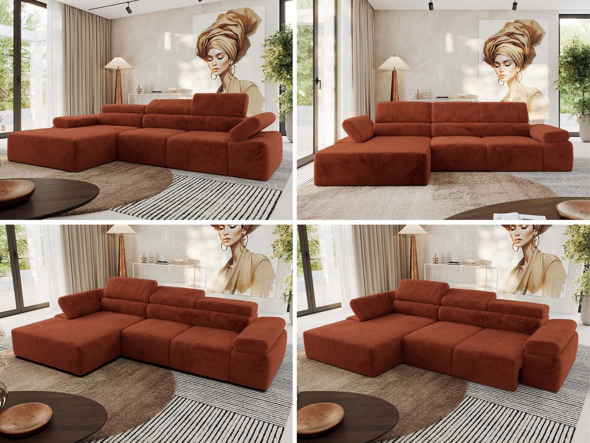 ECKSOFA RILASSO L Orange Plüsch - links - Schwarz/Orange, Kunststoff/Textil (296/174cm) - MKS