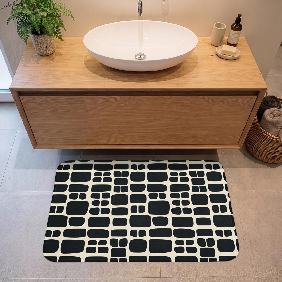 BADEMATTE Modern - Bio - Schwarz 90x60 cm - Anthrazit, Textil (90/60cm) - OnlyWow