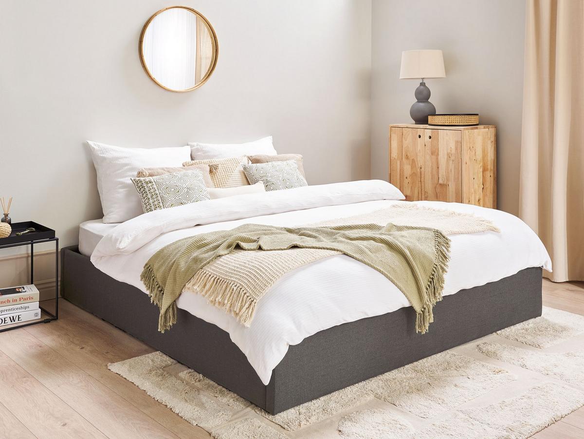 POLSTERBETT 180/200 cm Dunkelgrau Dinan - Dunkelgrau, Textil (180/200cm) - Beliani
