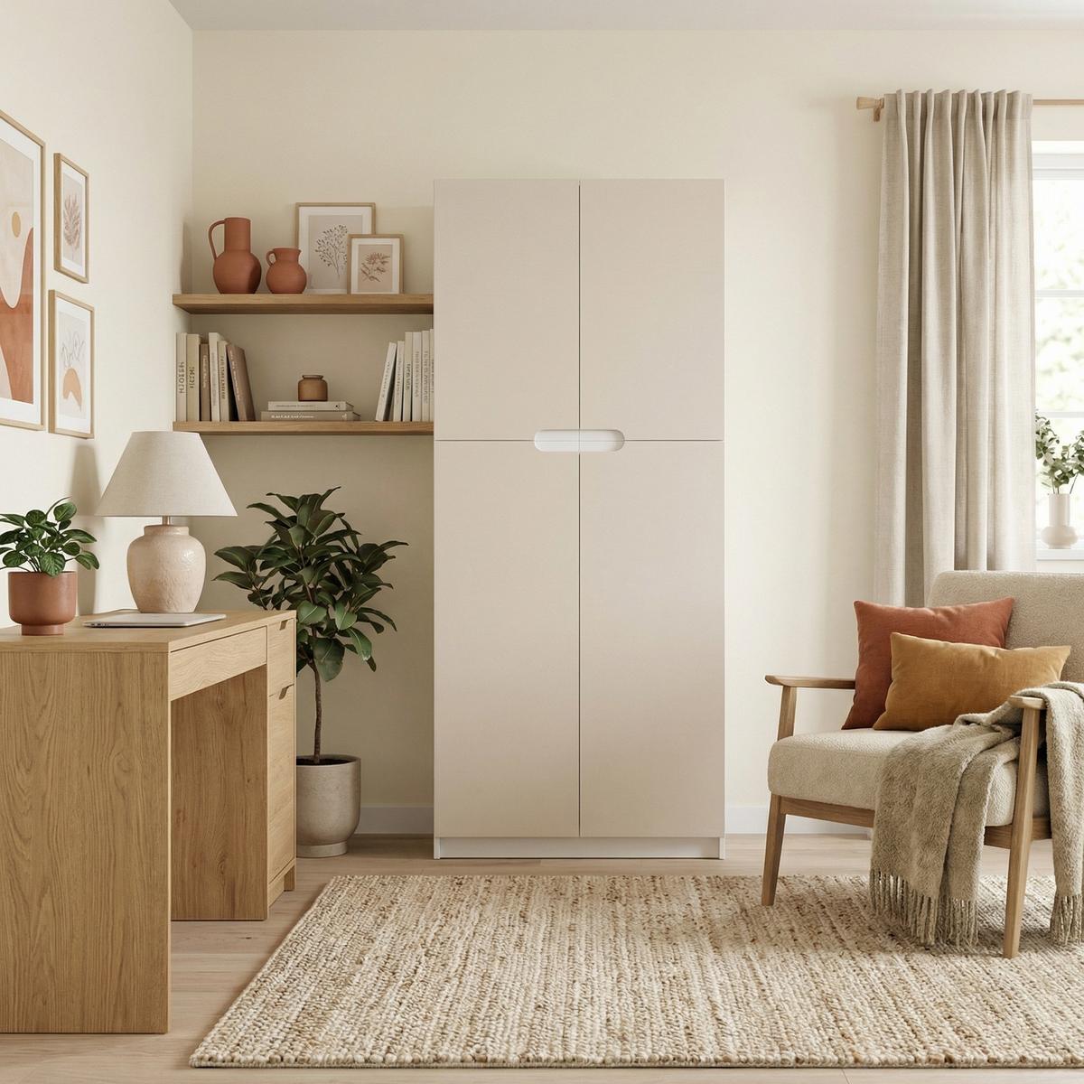 BÜROSCHRANK Logan Fronten in Cashmere - Kaschmir, Holzwerkstoff (82/184/37cm) - Vladon