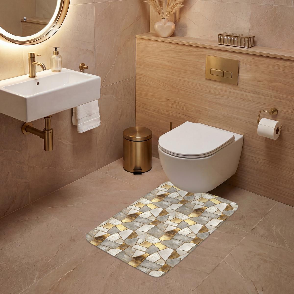 WC-VORLEGER Mosaik - Marmor - Gold WC Teppich 50x80 cm - Champagner, Textil (50/1cm) - OnlyWow