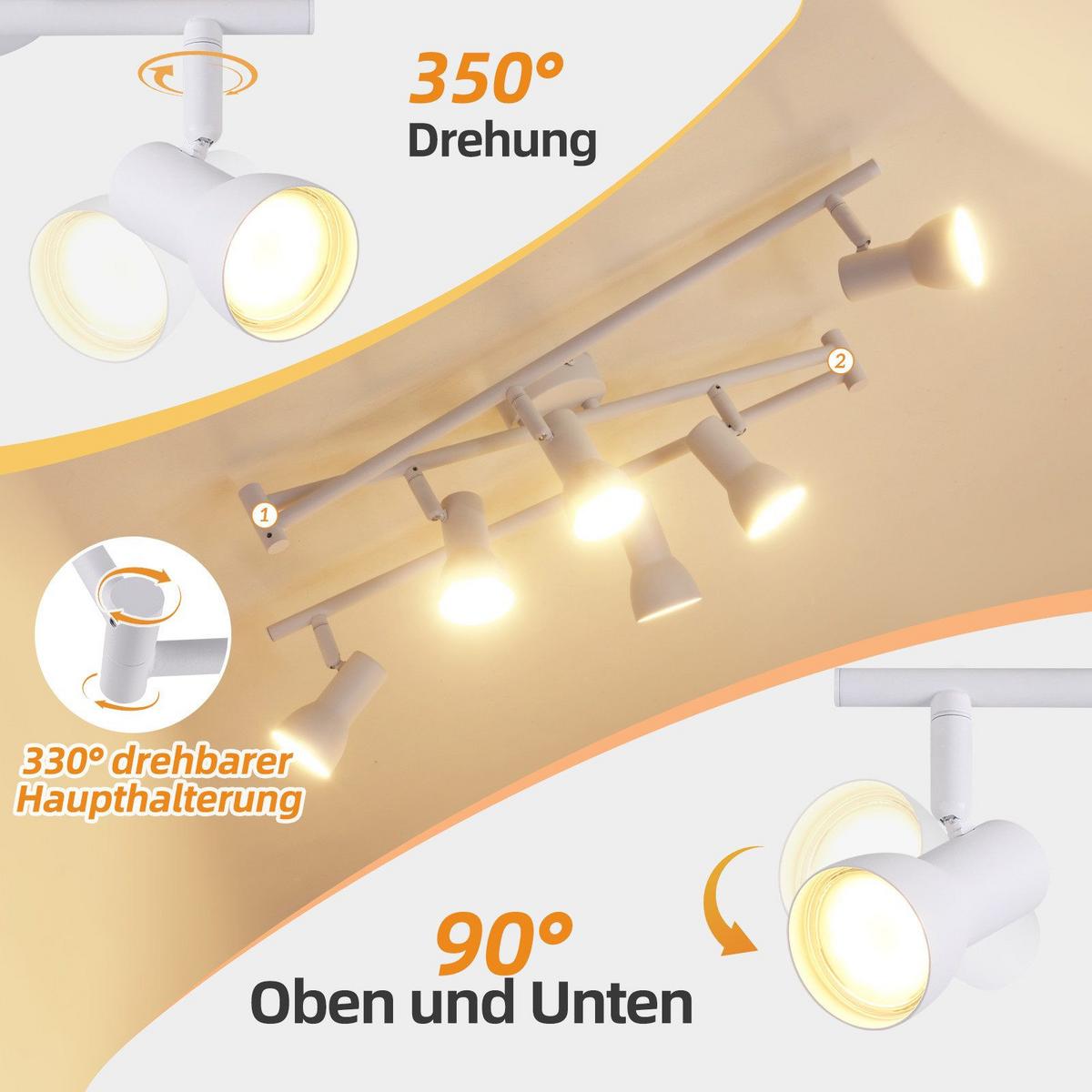 DECKENSTRAHLER Lemons 6-flammig 150/8/18.5cm - Weiß, Metall (150/8/18.5cm) - Nettlife