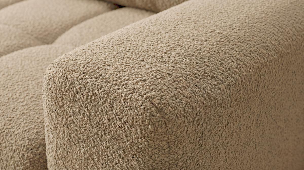 ECKSOFA Ovia mit Bettkasten und Schlaffunktion, Bouclé-Stoff in L-Form - Cappuccino, Textil (270/185cm)