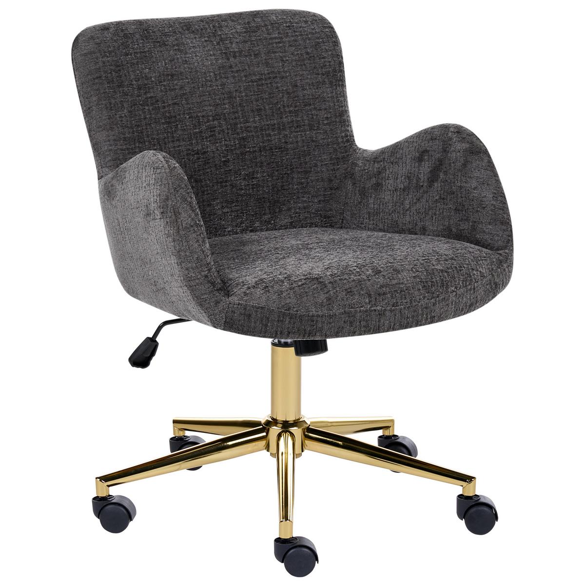 SCHREIBTISCHSTUHL Chenillegewebe Dunkelgrau Misorela - Dunkelgrau, Textil (60/80/60cm) - Beliani