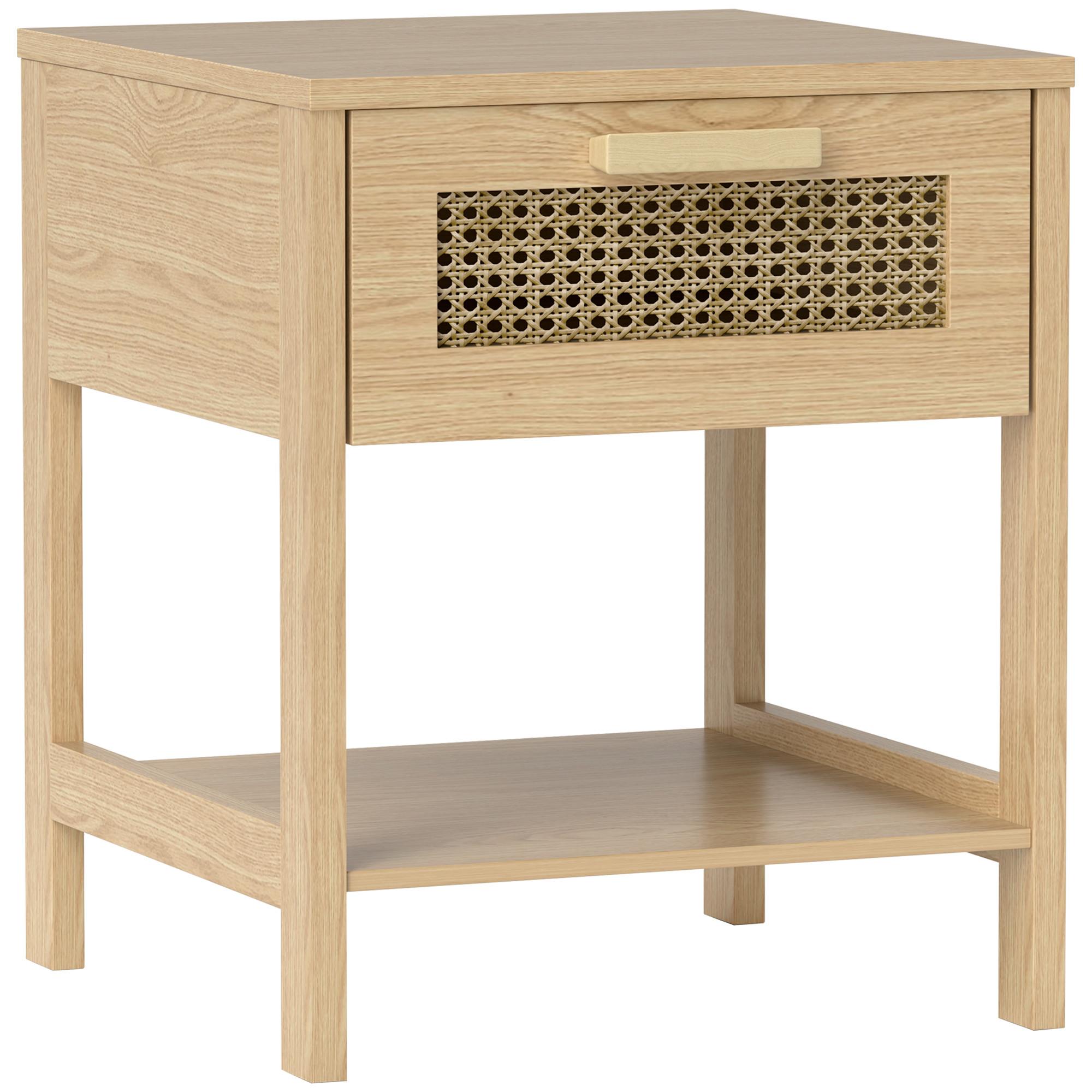 NACHTTISCH mit Schublade, Natur 40 x 40 x 48,4 cm - Naturfarben, Holz (40/48.4/40cm) - HOMCOM