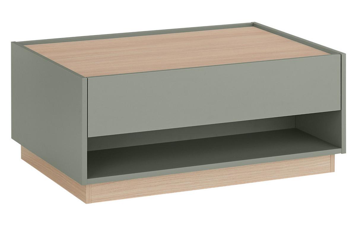 COUCHTISCH in Salbei Grün und Eiche, Wohnzimmertisch mit Schubkasten, 90 x 60 cm - Salbeigrün/Eichefarben, Holz/Holzwerkstoff (60/90/38cm) - Furn.Design