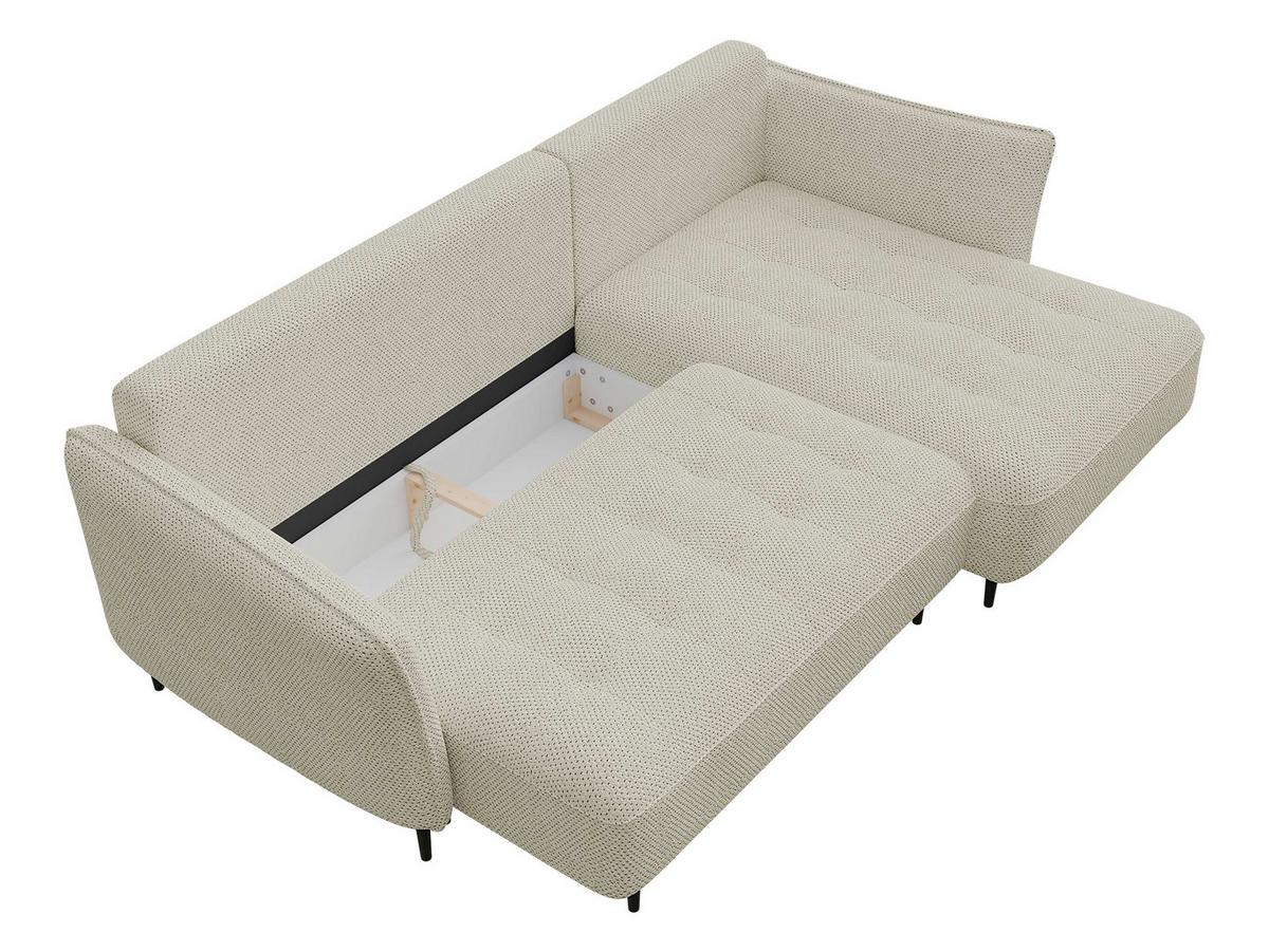 ECKSOFA Bari, Seite: Rechts - Beige/Schwarz, Holz/Textil (276/158cm) - MIRJAN24