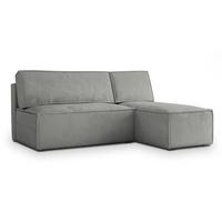ECKSOFA BRISO M Hellgrau Velours-Stoff mit Schlaffunktion - Hellgrau/Grau, Holz/Kunststoff (200/140cm) - MASSENO