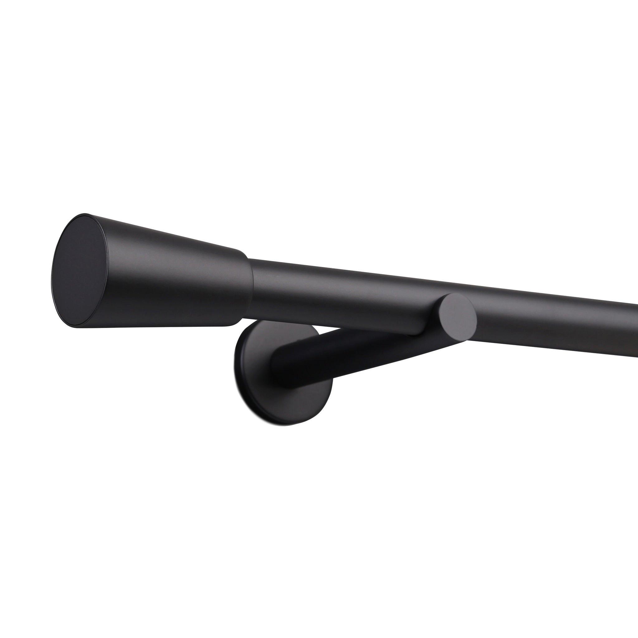 GARDINENSTANGE auf Maß 1-lauf Wandmontage Kegel 240cm - Schwarz, Metall (240cm) - Deco-Raum