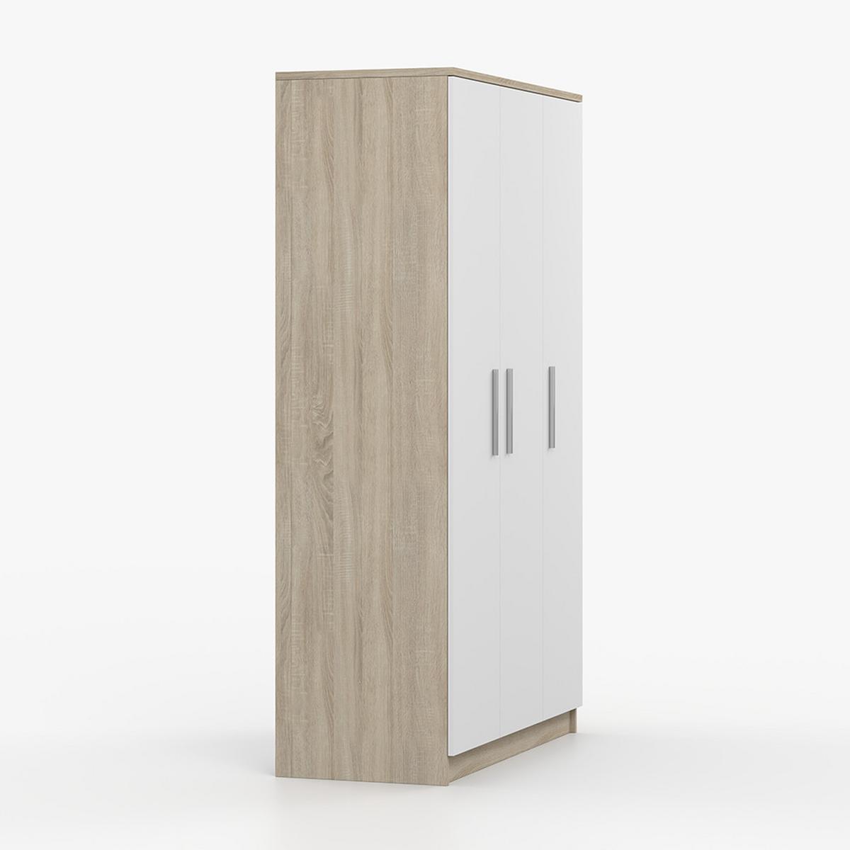 KLEIDERSCHRANK Omega III 19 3D, 120/192/50, 3-türig, Sonoma-Eiche - Weiß, Holzwerkstoff (80/192/50cm) - imoebel24