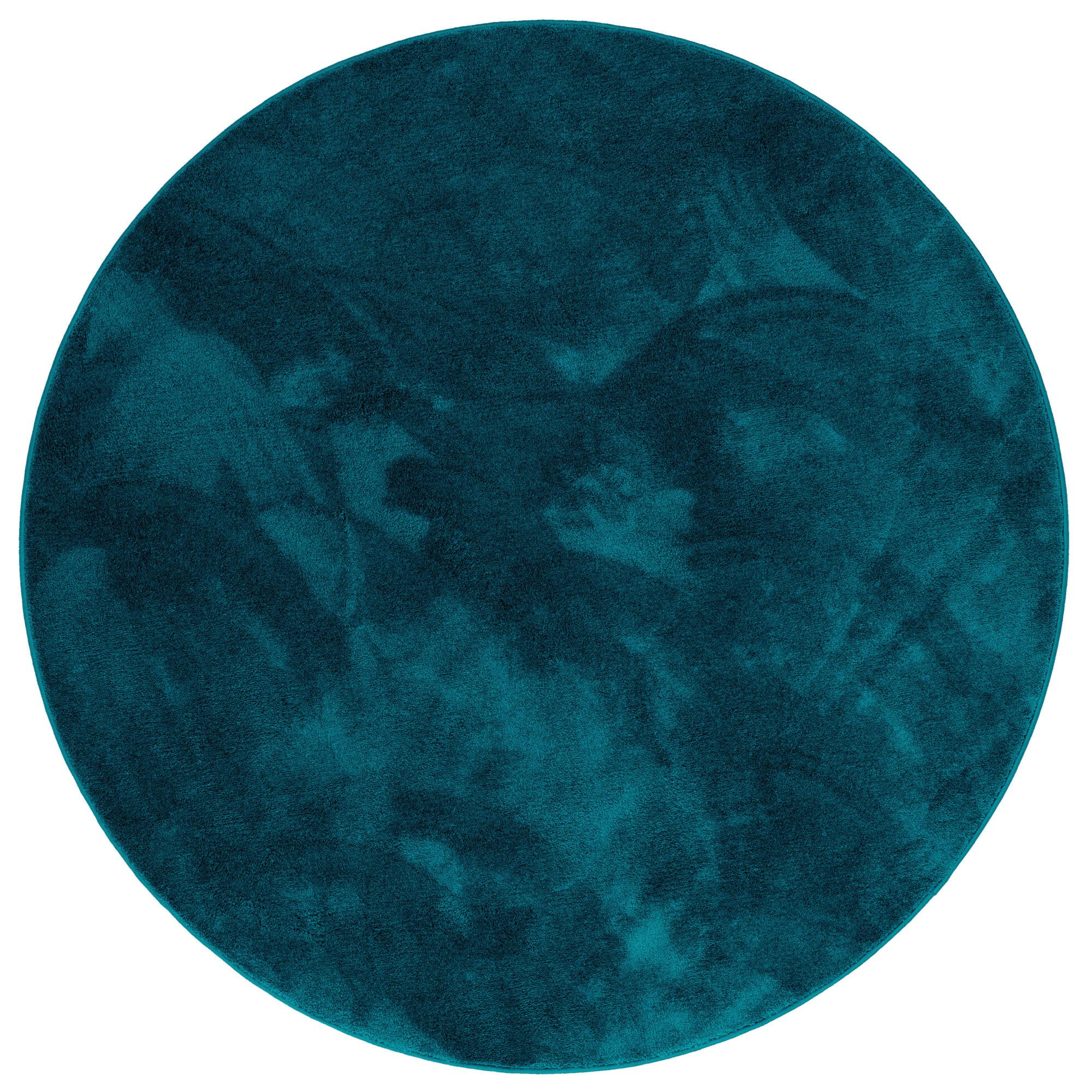 LUXUS SUPER SOFT HOCHFLOR LANGFLOR TEPPICH DELUXE RUND - Petrol, Textil (100/100cm) - Snapstyle