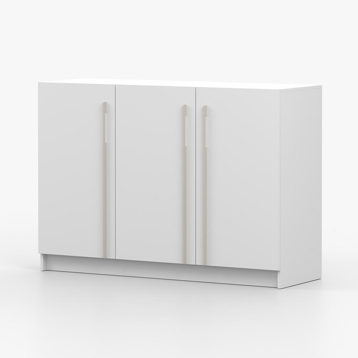 KOMMODE ROSA 3D, 134 cm, 134/94/43 cm, 3-türig, weiß - Kaschmir/Weiß, Holzwerkstoff (134/94/43cm) - imoebel24