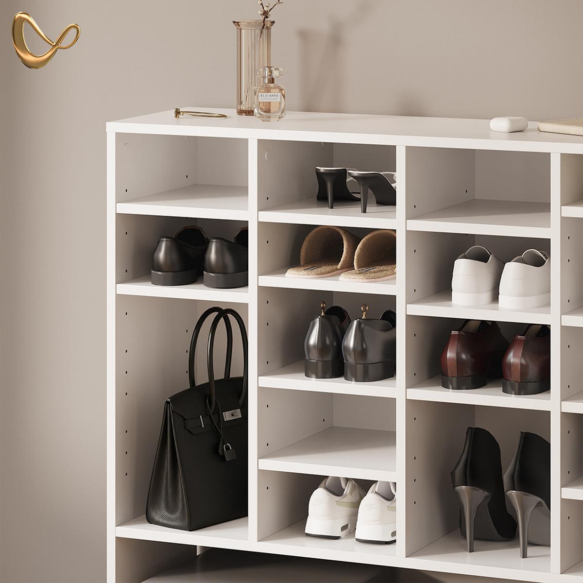 SCHUHSCHRANK Liguria Weiß 20 Fächer - Weiß, Holzwerkstoff (104/99/33cm) - Livinity®