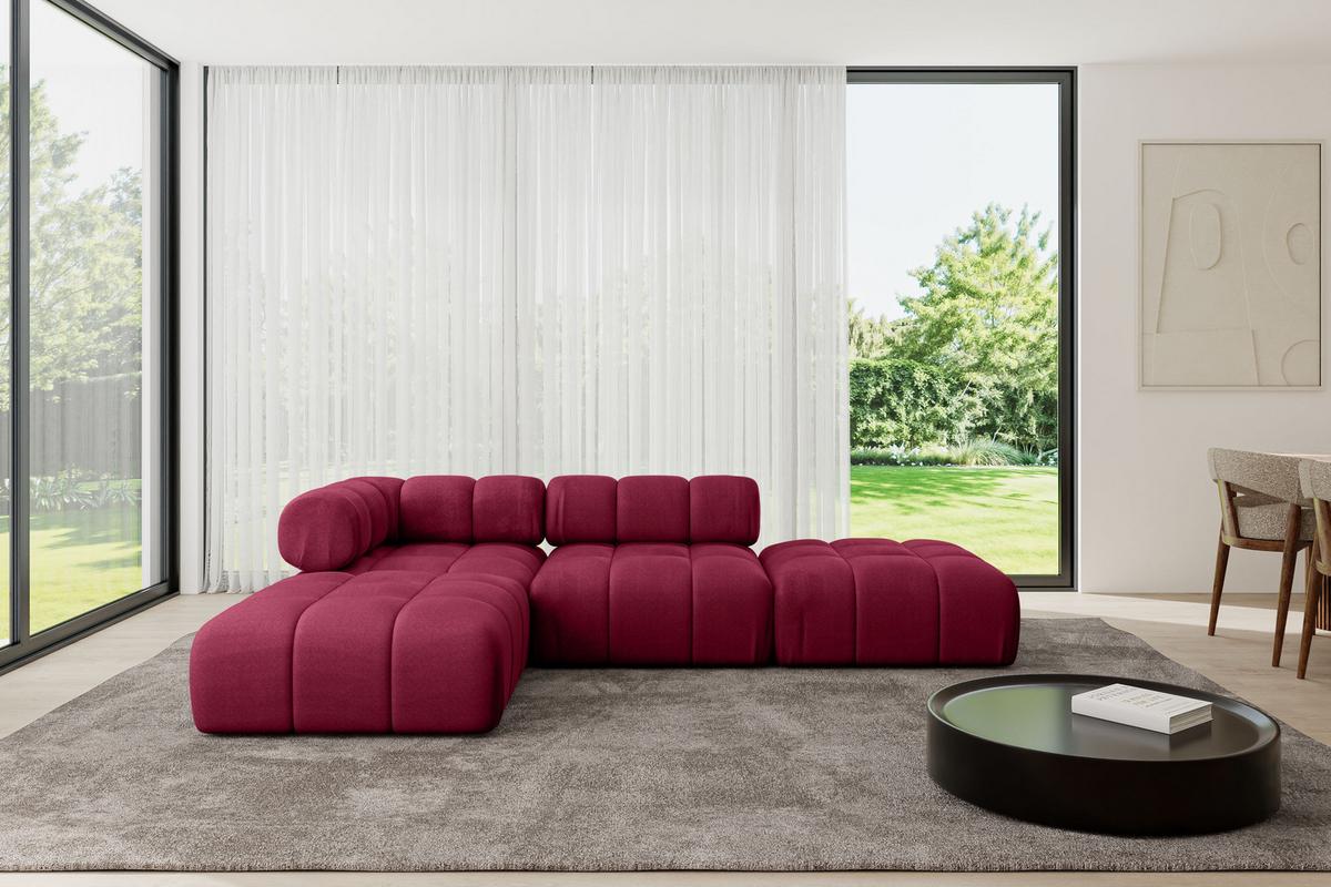 ECKSOFA modulares Sofa Kerru-L1 - 285x190x70 cm Bordeauxrot Velours - Bordeaux, Holzwerkstoff/Textil (285/190cm) - ALTDECOR