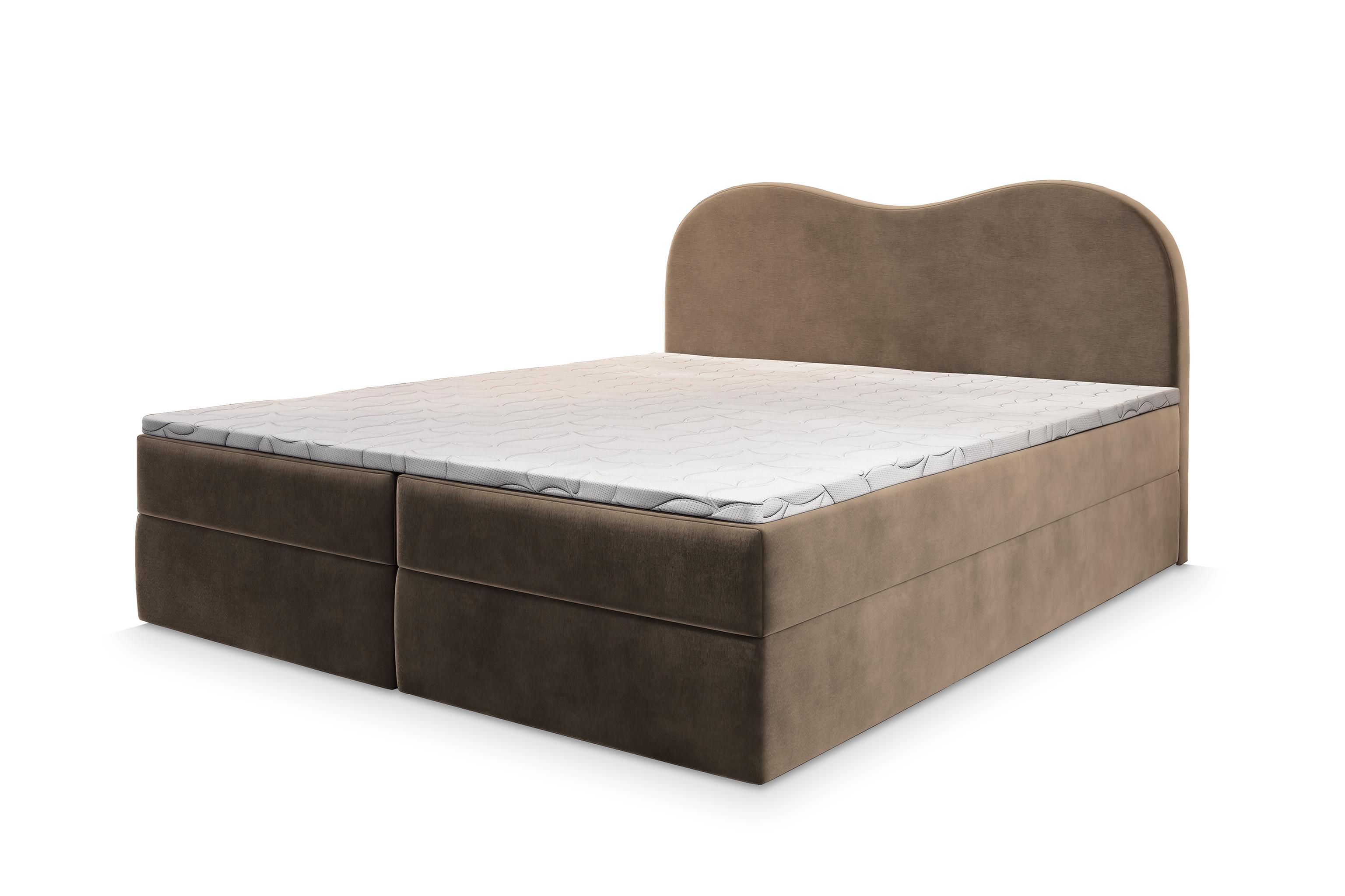 BOXBETT FLUVIA M 140x200 cm mit Matratze und Topper - Beige - Beige, Holz (140/200cm) - MASSENO