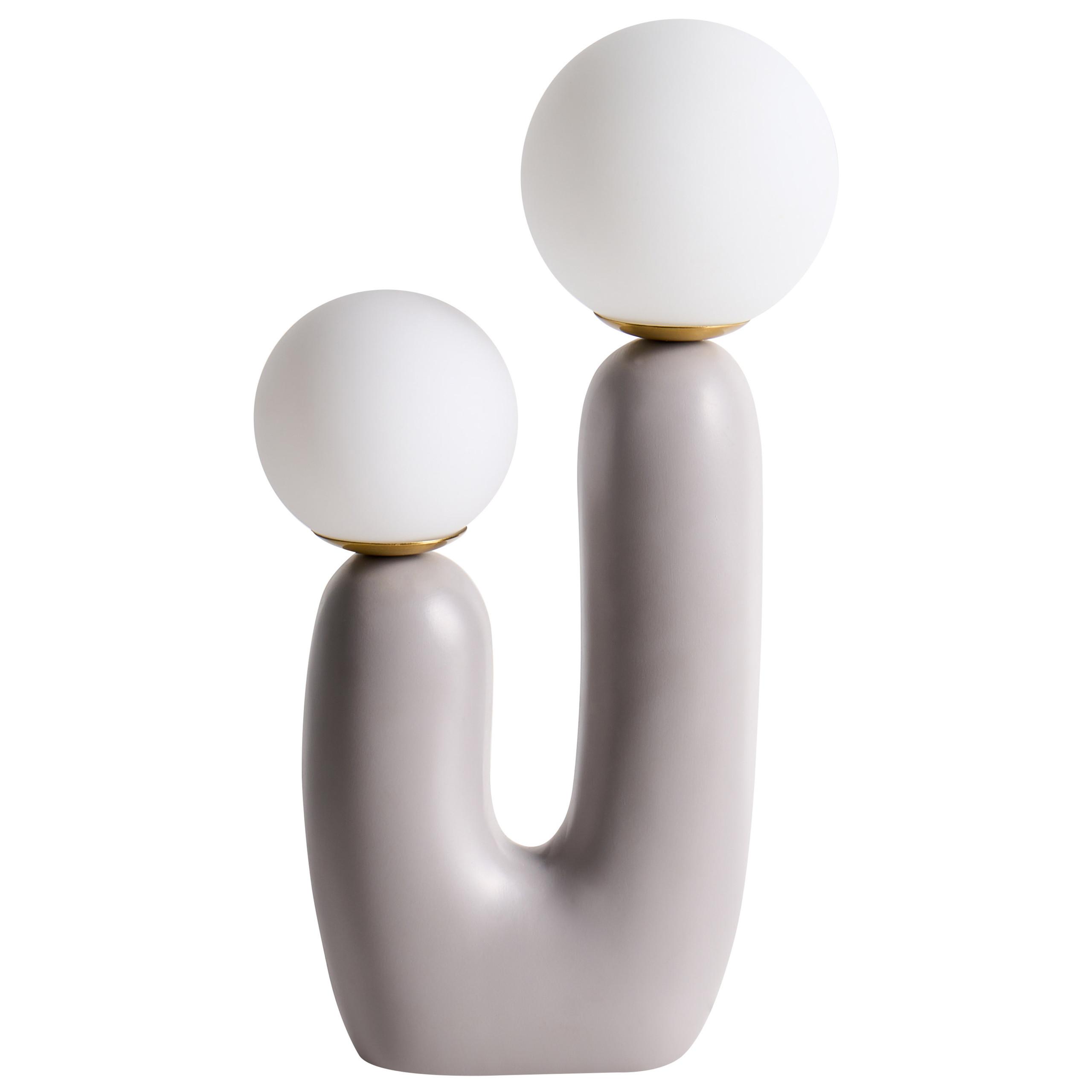 TISCHLAMPE Grau Tulun - Weiß/Grau, Kunststoff (16/16/40cm) - Beliani