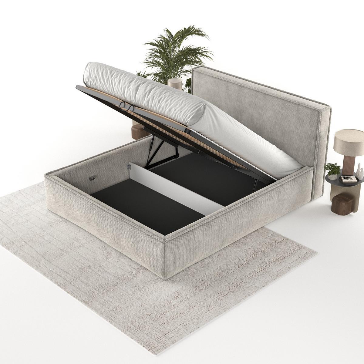 POLSTERBETT Sato mit Stauraum 120/200 cm Beige im Bonita Stoff - Beige/Schwarz, Holz/Holzwerkstoff (120/200cm) - AltaBeds