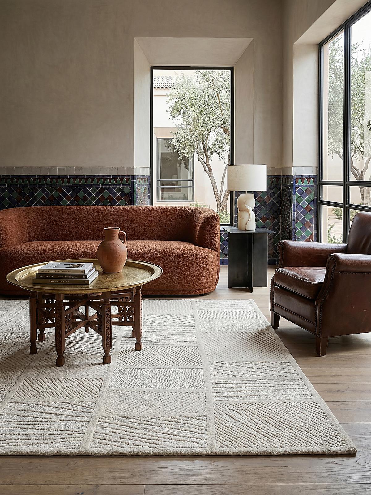 TEPPICH aus Wolle CARVE in Weiß, geometrisch, 140 x 200 cm - Beige, Textil (140/200cm) - KADIMA DESIGN