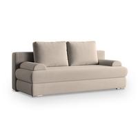 SCHLAFSOFA ASPERO Beige Plüsch-Stoff mit Schlaffunktion - Beige, Holz (200/95/75cm) - MASSENO
