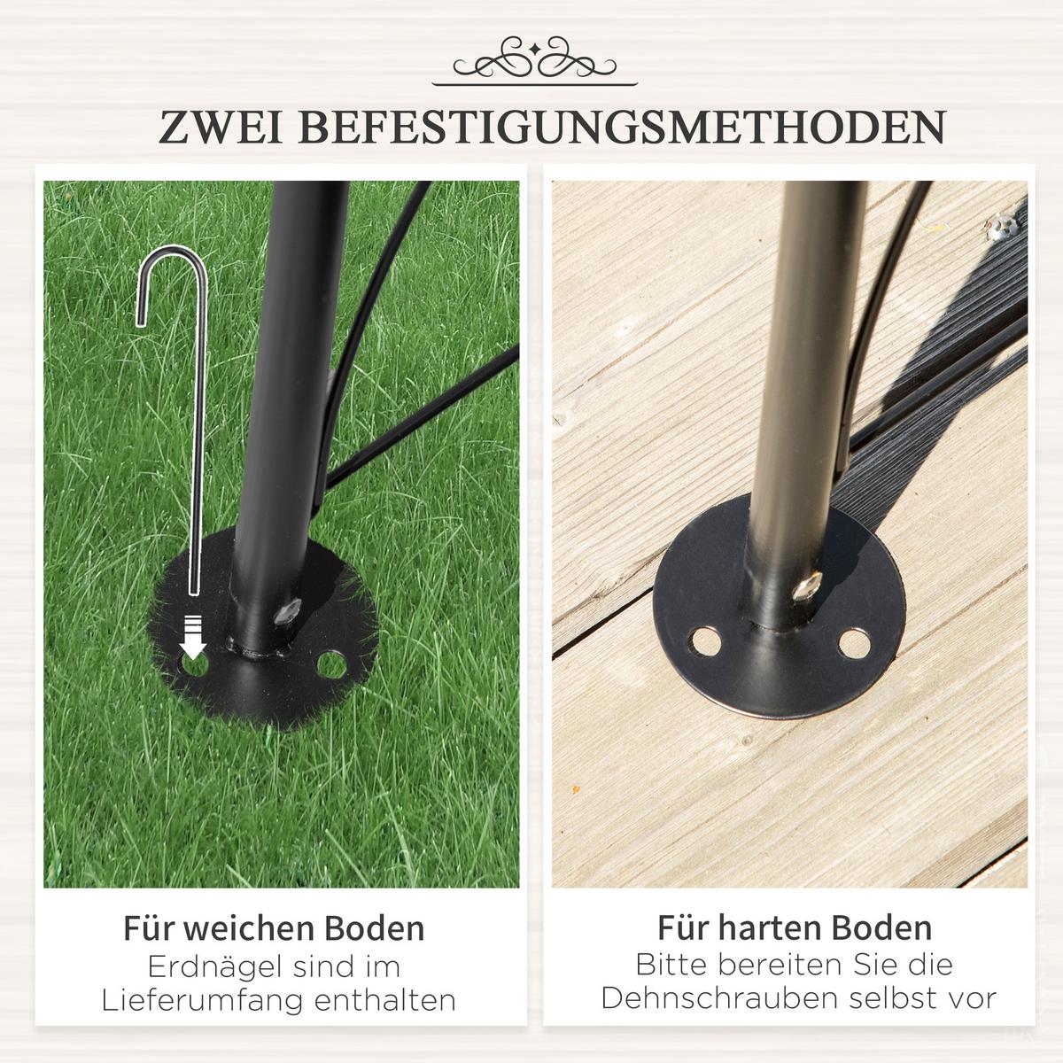 ROSENBOGEN, Metall, Schwarz - Schwarz, Metall (30/230/114cm) - Outsunny