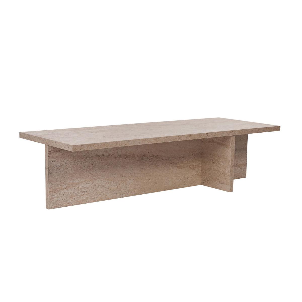 COUCHTISCH mit rechteckiger Platte und asymmetrischem Fuß L120 cm - HARBOR - Beige, Holzwerkstoff (50/45/30cm) - Calicosy