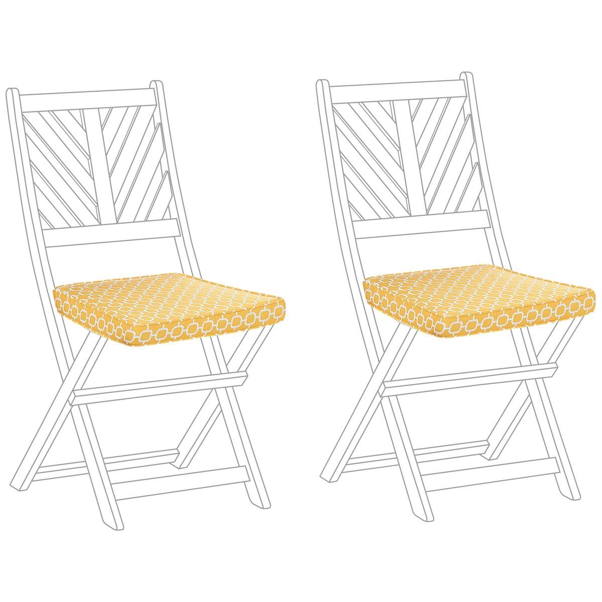 GARTENSTUHLKISSEN 2er-Set Gelb 37/34 cm Terni - Gelb/Weiß, Textil (37/5/34cm) - Beliani