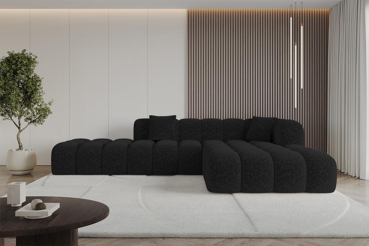 ECKSOFA Ottomane Rechts OLEA-L2 - 289x176x71 cm Schwarz - Schwarz, Holzwerkstoff/Kunststoff (289/176cm)