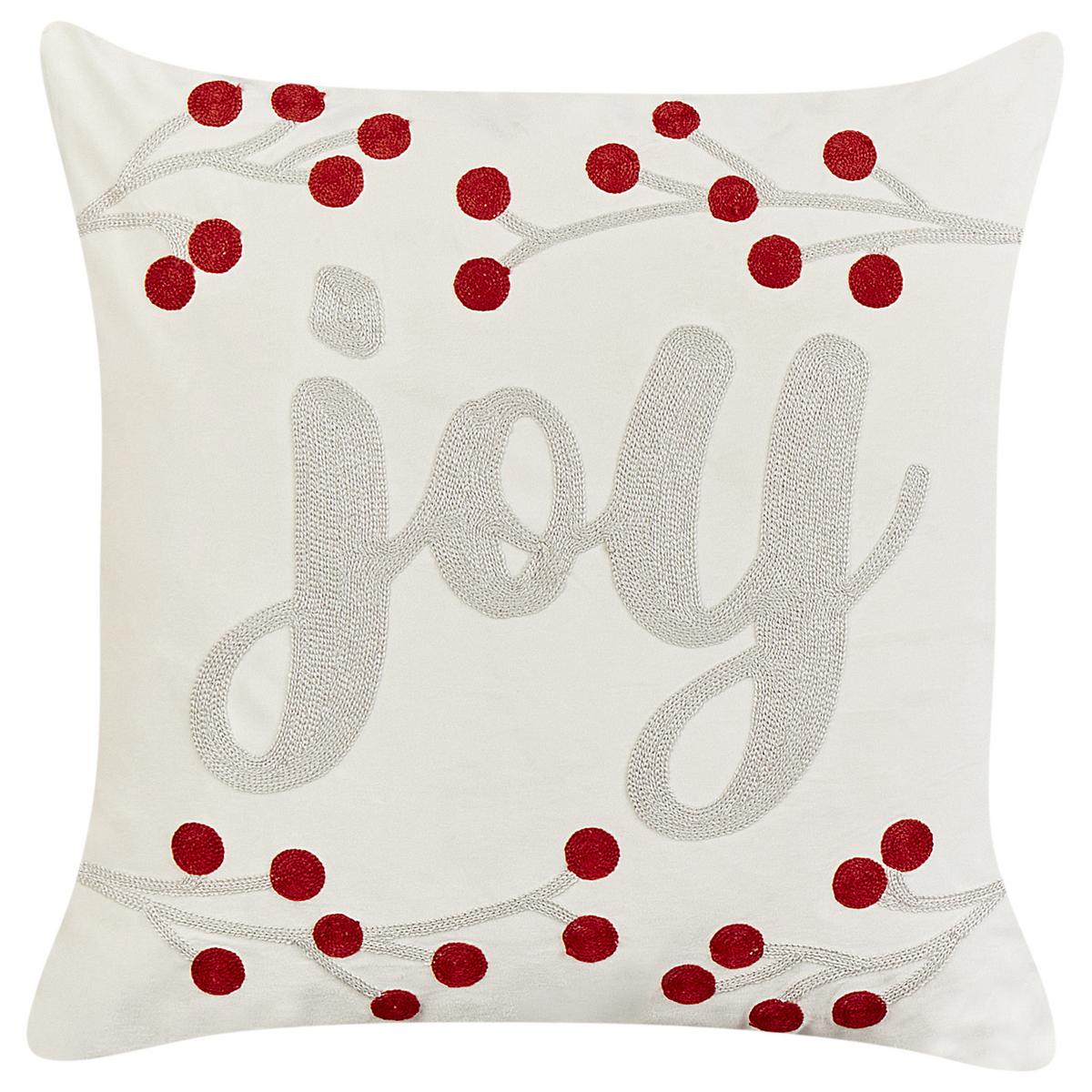 DEKOKISSEN 2er-Set Cremeweiß 45/45 cm Praline - Rot/Weiß, Textil (45/45cm) - Beliani