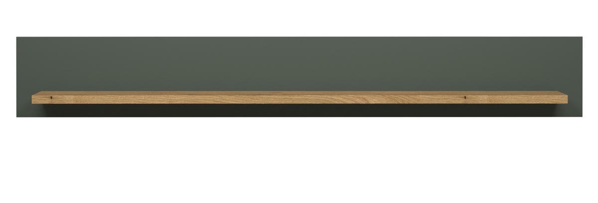 WANDBOARD grün, Evoke Eiche Landhaus, Wandregal 156 cm - Eichefarben/Grün, Holzwerkstoff (156/22/22cm) - Top.Furn
