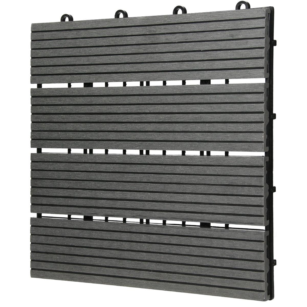 TERRASSENFLIESE Anthrazit 11 Stück - Anthrazit, Holzwerkstoff (30/30/2cm) - ECD-Germany