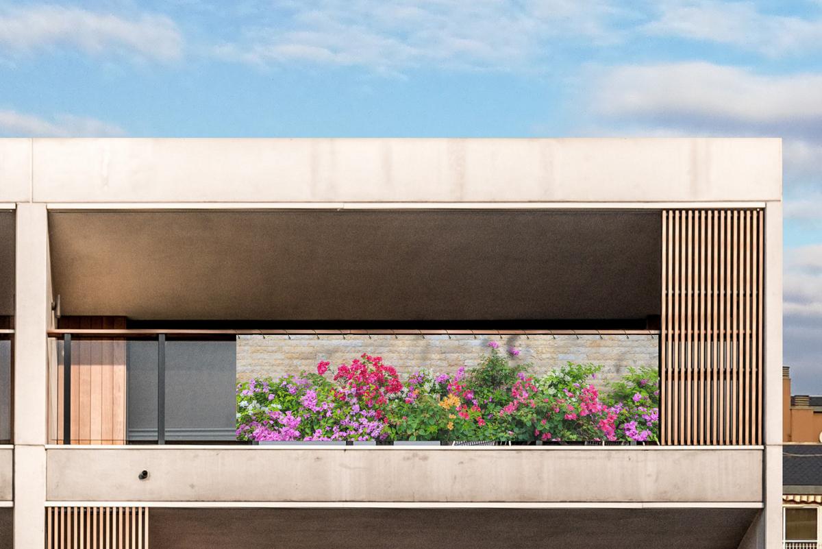BALKON-SICHTSCHUTZ Blumen - Pflanzen - Blätter - Steine Deko XXL 500x130 cm - Pink, Kunststoff (500/130cm) - MuchoWow
