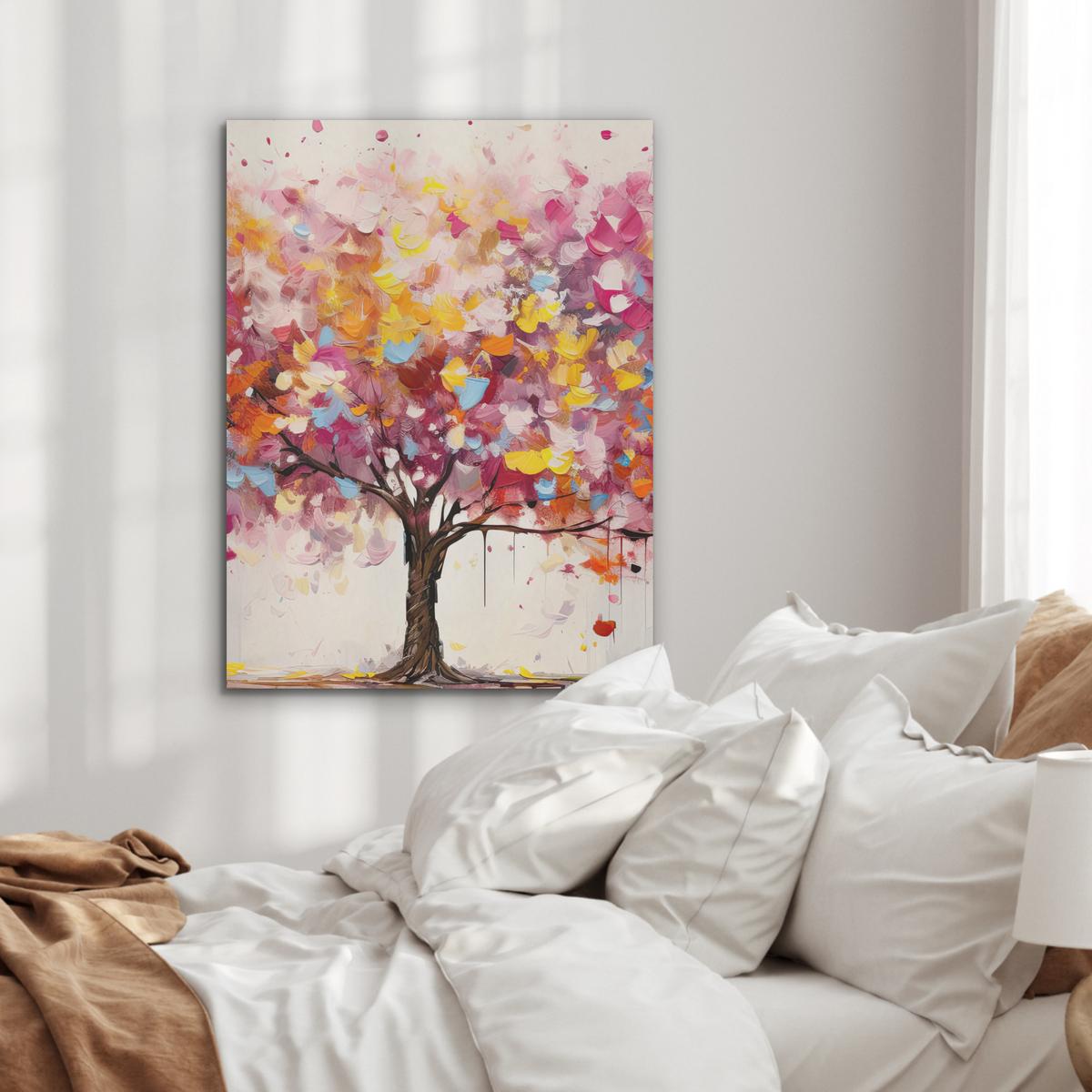 AKUSTIKBILD Aquarell - Baum - Kunst - Abstrakt Wandbilder 60x80 cm - Multicolor, Kunststoff (60/80/0.9cm) - MuchoWow