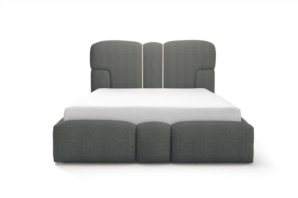POLSTERBETT Jordan Komplettset - Dunkelgrau, Holzwerkstoff/Textil (140/200cm) - Fun Möbel