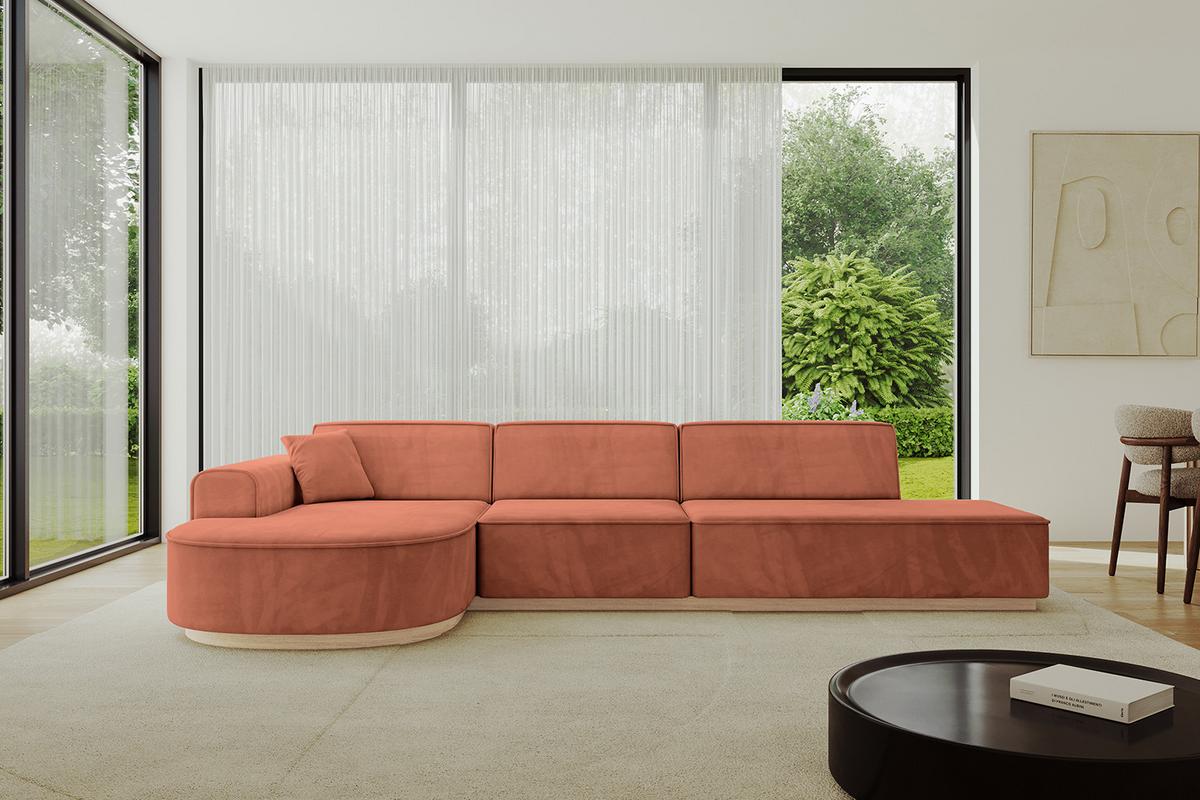 ECKSOFA Ottomane Links ARRIO-L2 - 328x171x83 cm Apricot - Koralle, Holzwerkstoff/Textil (328/171cm) - ALTDECOR