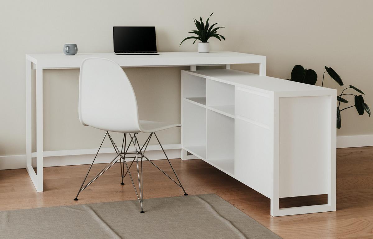 SCHREIBTISCH weiß 139 x 139 cm, Eckschreibtisch für Büro und Homeoffice - Weiß, Holzwerkstoff (139/139/75cm) - Furn.Design