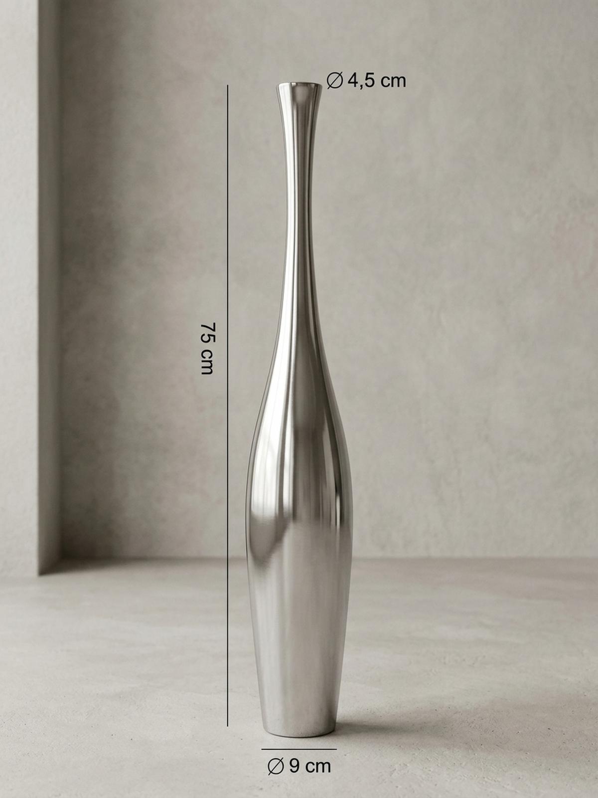 VASE Aluminium Modern Stil 100 cm hoch Silber handgefertigt - Silberfarben, Metall (75cm) - KADIMA DESIGN