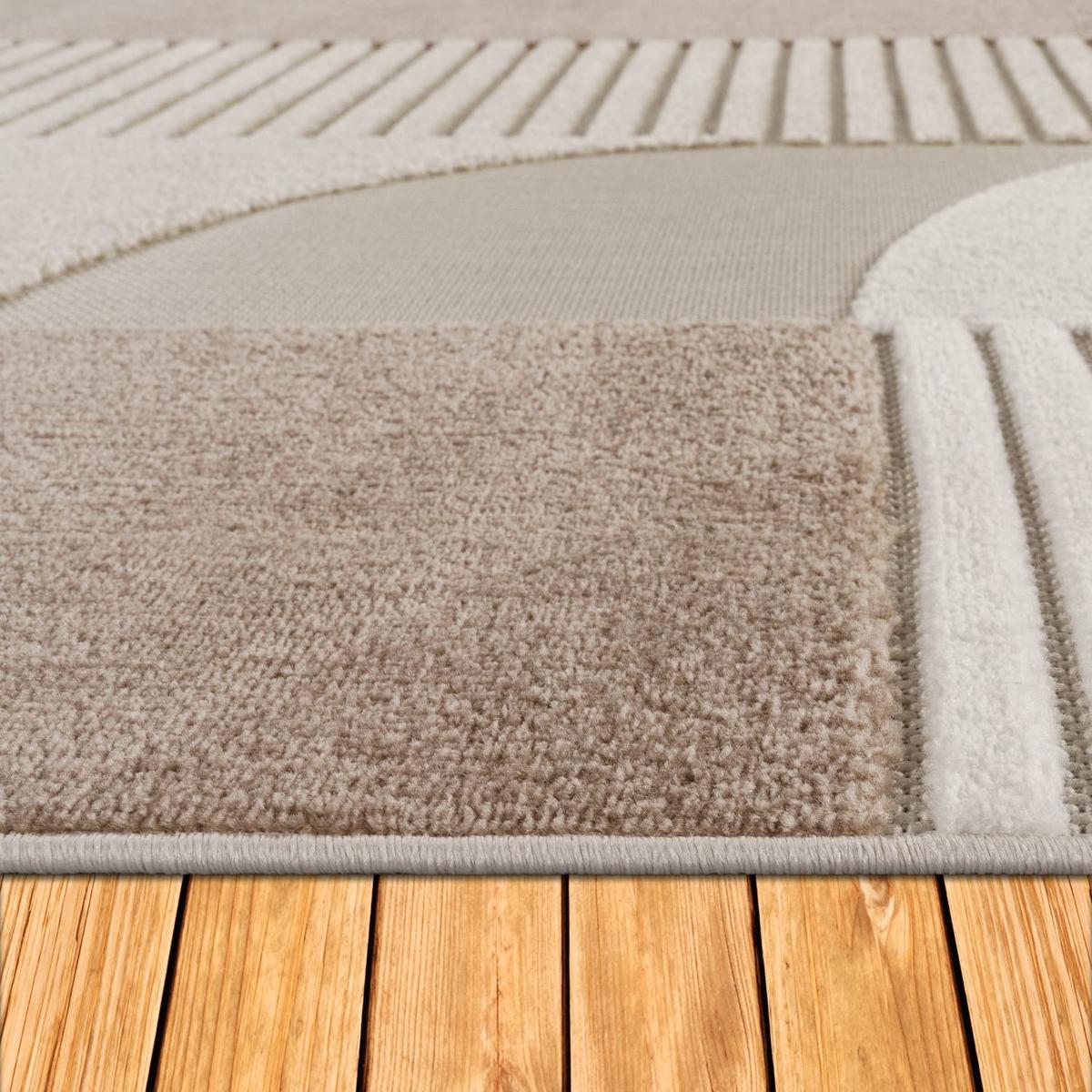 KURZFLORTEPPICH, abstrakt, aus Polypropylen, Beige, Ø 160 cm - Beige, Textil (160/160cm) - KADIMA DESIGN