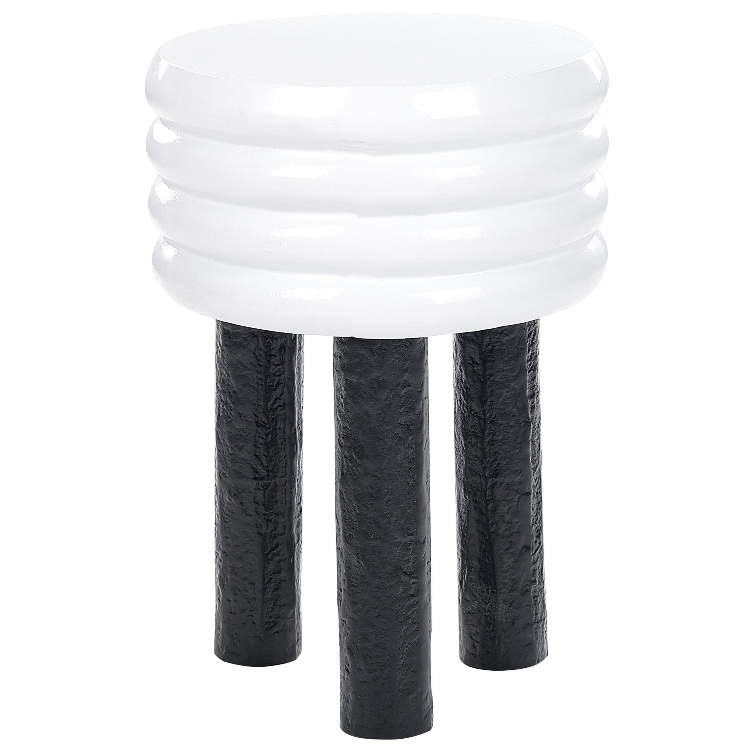 BEISTELLTISCH Aluminium weiß/schwarz rund 33 cm Kikiwa - Schwarz/Weiß, Metall (33/33/51cm) - Beliani