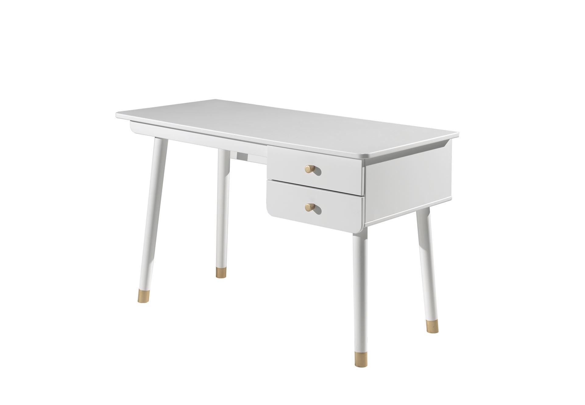 SCHREIBTISCH Kamillah 125x75x60 aus MDF in Satin Weiß - Weiß, Holzwerkstoff (125/60/60cm) - 58aufmkessel