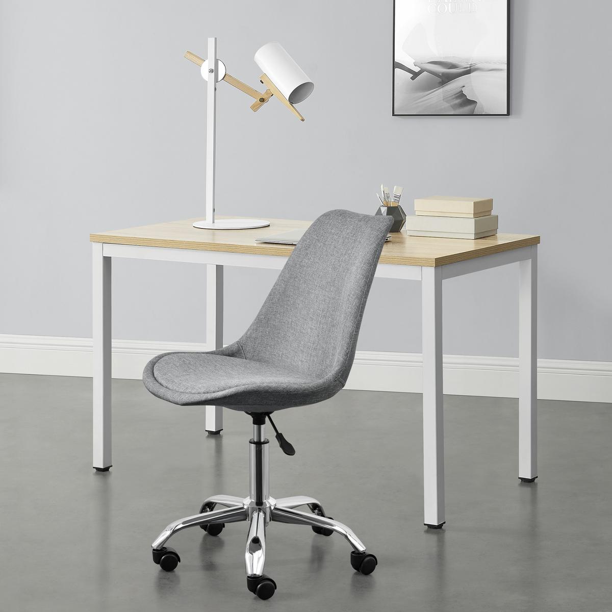 DREHSTUHL Atherton - Chromfarben/Hellgrau, Kunststoff/Textil (48/93/55cm) - [en.casa]