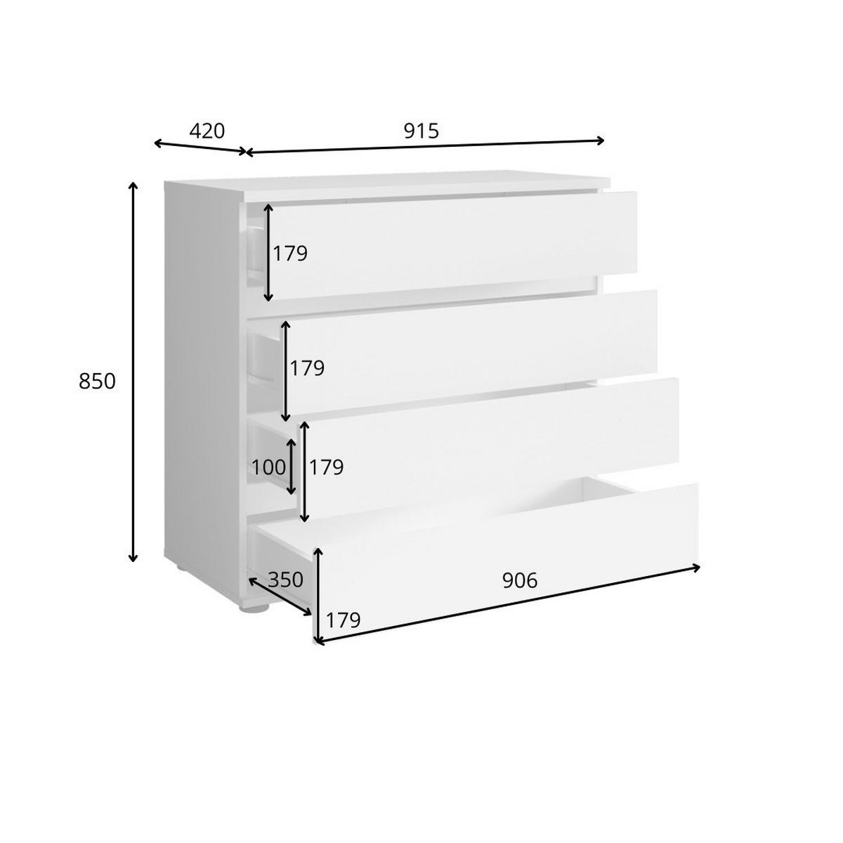 KOMMODE HEIMOR 91,5/85/42cm mit 4 Schubladen Türen Eiche wellington - Eichefarben, Holzwerkstoff (91.5/85/42cm) - MASSENO